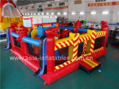 Instalación fácil Inflatable Fire Truck Bouncer Playground