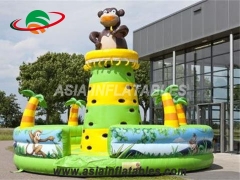Cartoon Moonwalk Bear Theme Inflatable Climbing Tower Inflatable Bouncy Climbing Wall For Sale