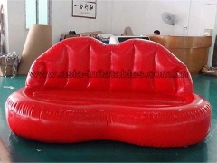 Venta caliente Sofá rojo inflable de encargo de la forma de la boca del labio para el partido en precio de fábrica